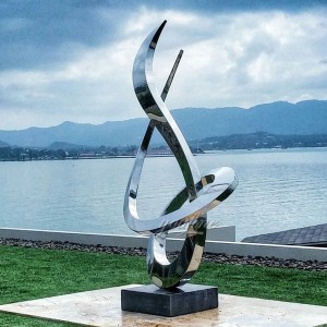 Popular modern style outdoor garden mirror polished stainless steel sculpture CSS-14