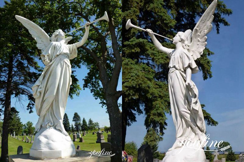 Marble Angel with Trumpet Statue Outdoor Decor for Sale MOKK-801