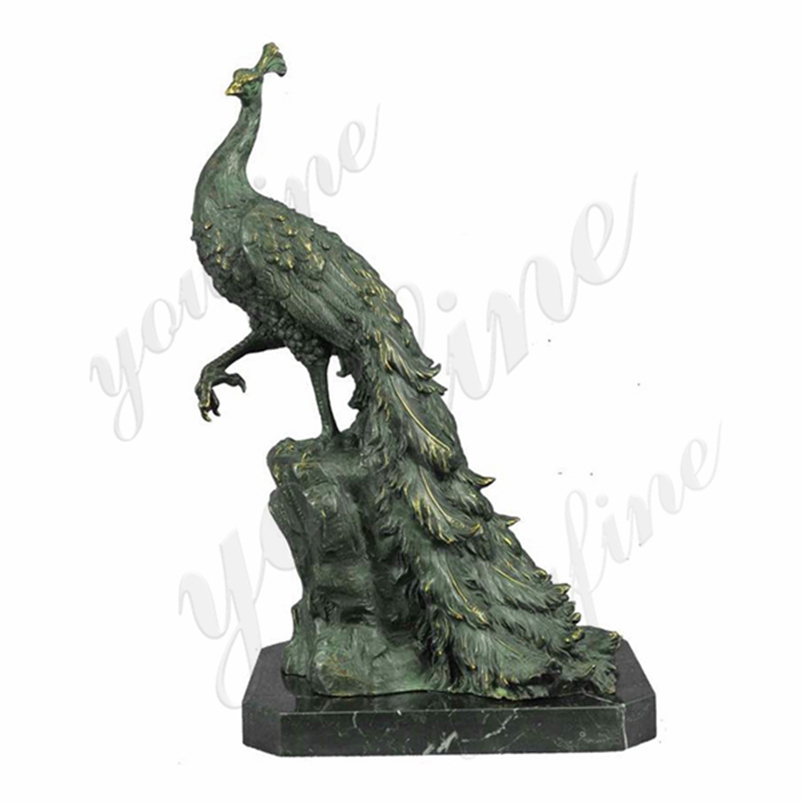 Bronze peacock garden statue-2