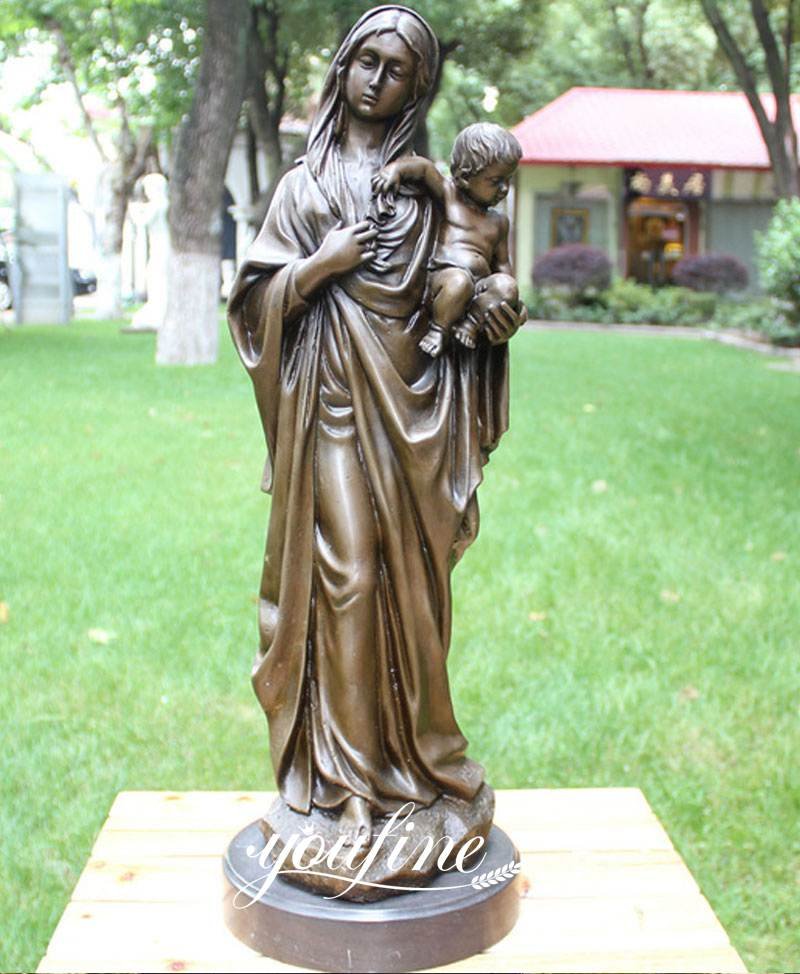 Religious Mother Mary Holding Baby Jesus Bronze Statue for Sale