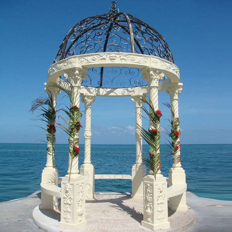 modern marble gazebo with iron dome for sale