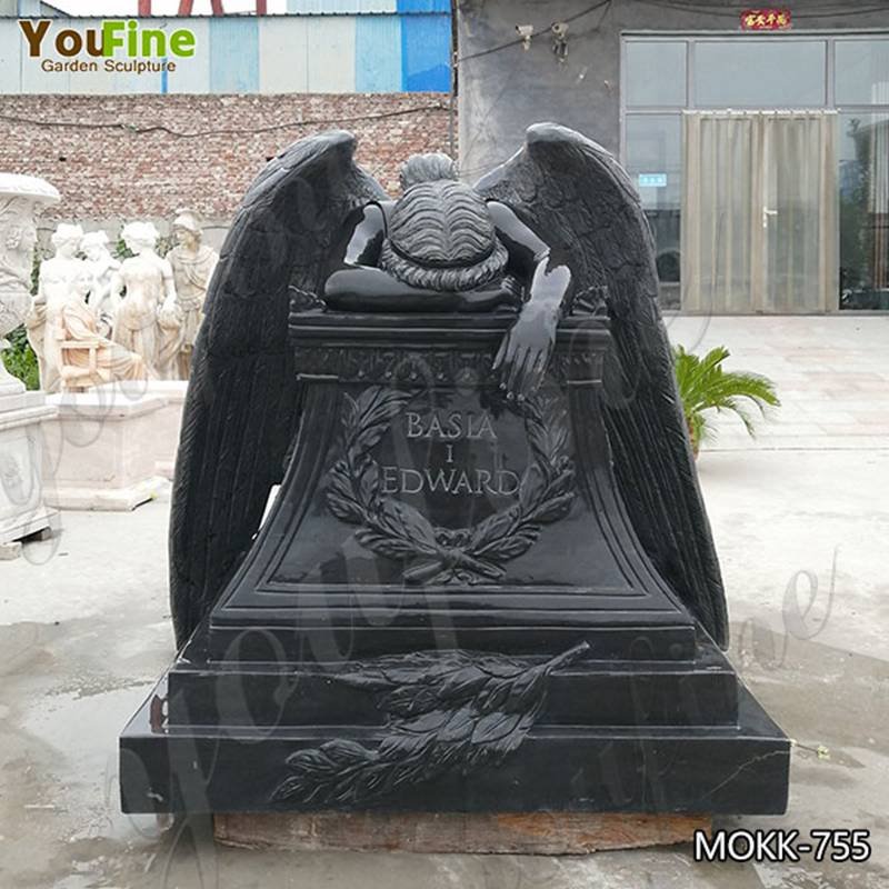 Black Angel Tombstone Hand Carved Marble Design for Sale MOKK-755 (2)