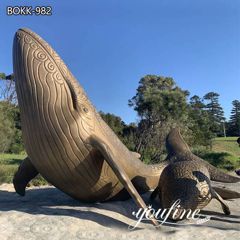 Large Bronze Whale Sculpture Outdoor Decor for Sale BOKK-982 (2)