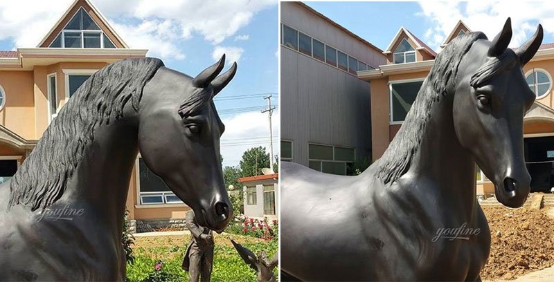 Modern-Black-Arabian-Horse-Statue-Bronze-Standing-Horse-Sculptures-For-Sale-For-Home-Decor-Or-Garden-Decoration