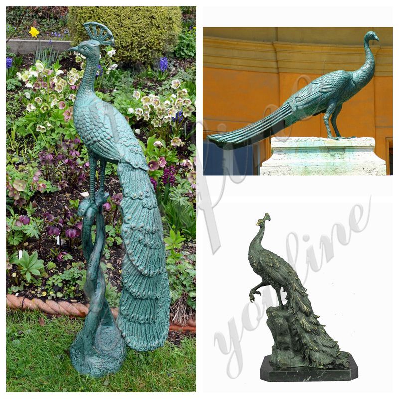 Bronze peacock statue