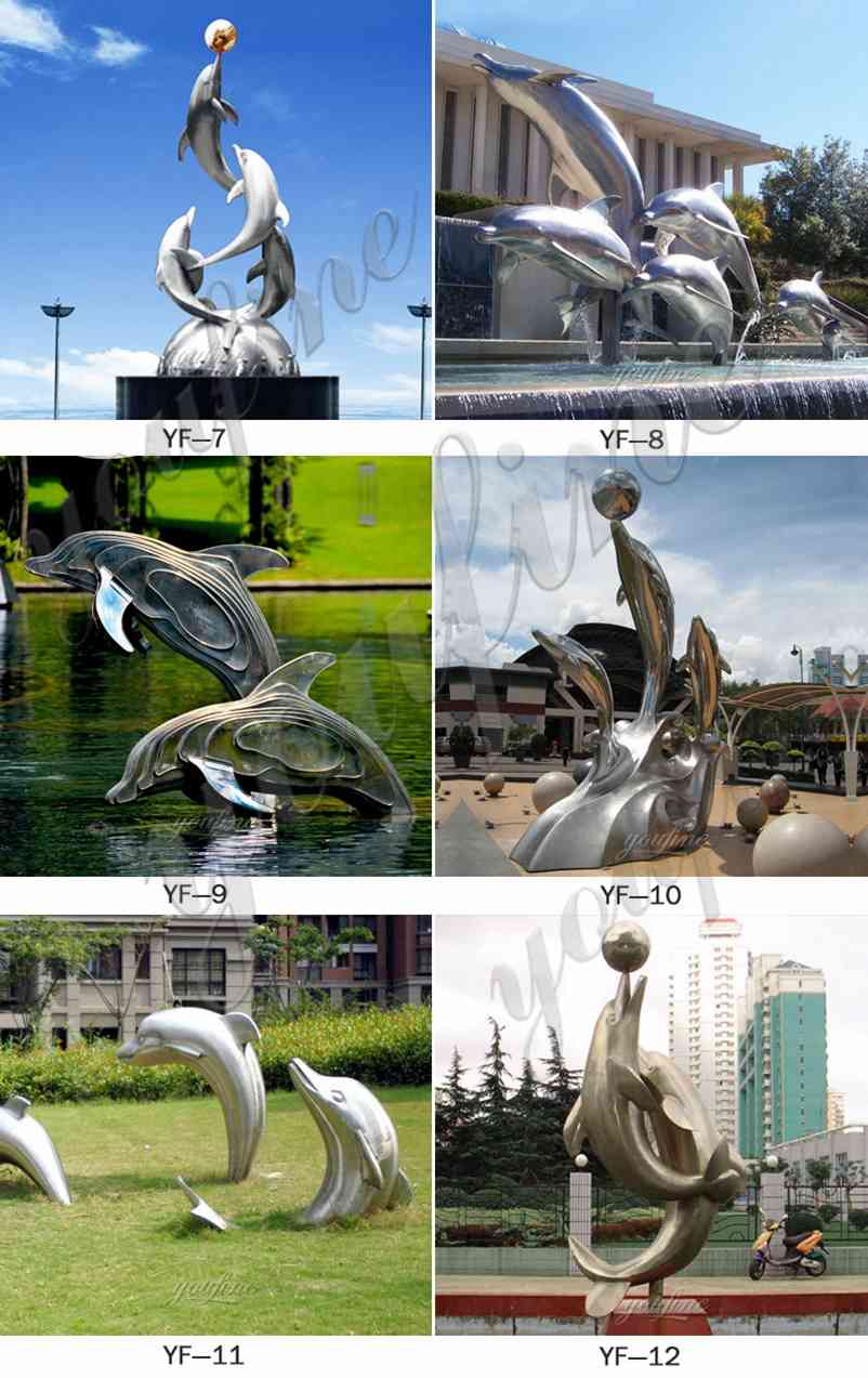 outdoor metal dolphin statue-4