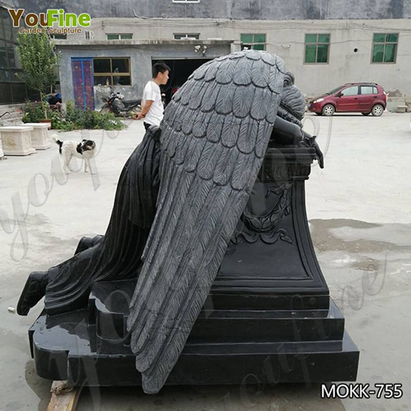 Black Angel Tombstone Hand Carved Marble Design for Sale MOKK-755 (3)