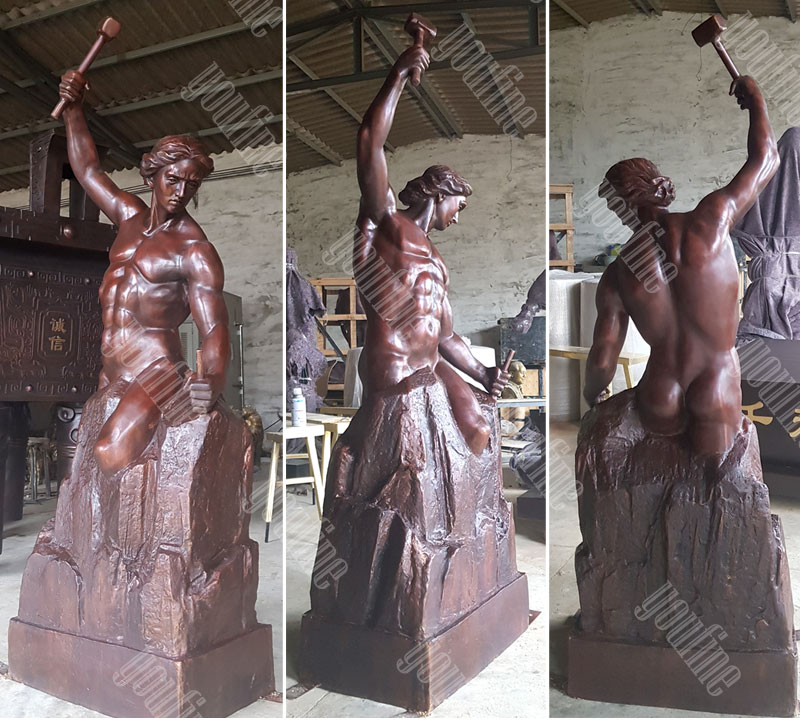 bronze self made man statue in 6 feet height