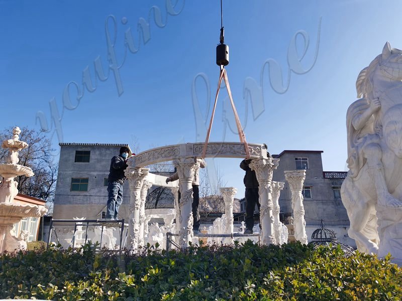 White Marble gazebo - YouFine Sculpture (3)