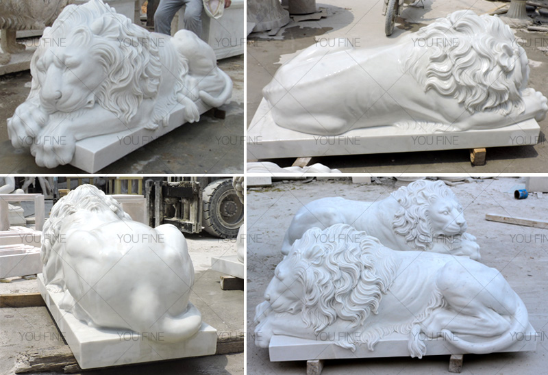 life size marble lion statue for front porch