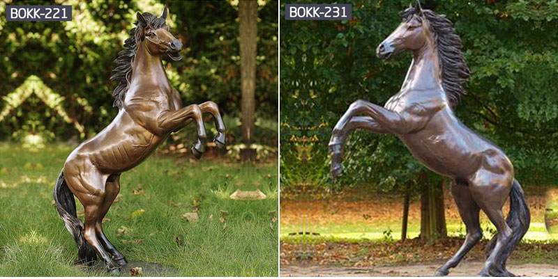 bronze rearing horse garden ornament statue for sale
