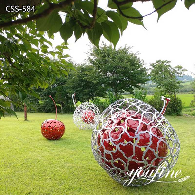 High Quality Large Red Cherry Sculpture Lawn Decor for Sale CSS-584 (1)