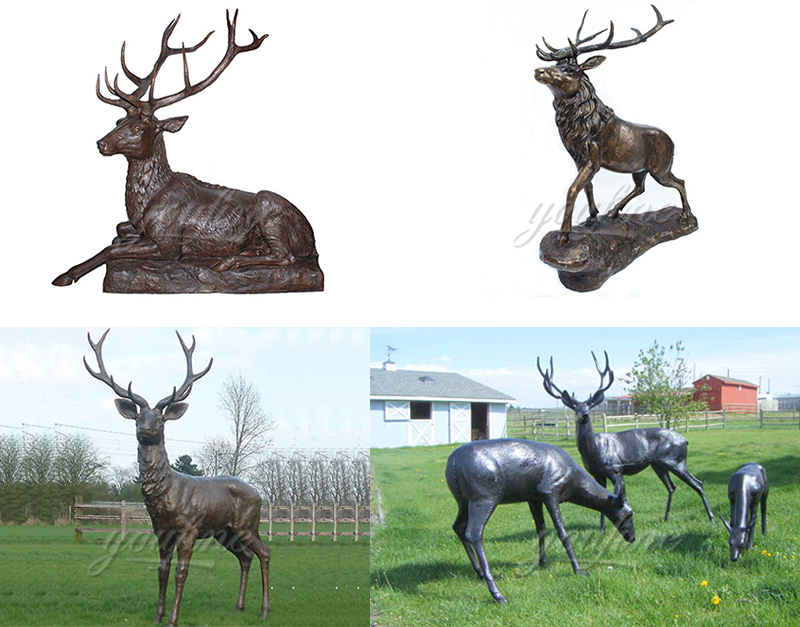 life size casting bronze deer statue for sale