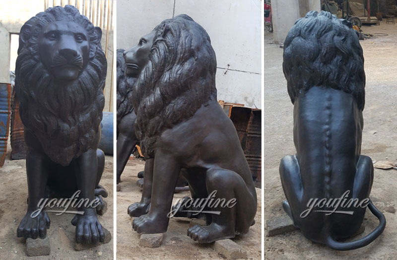 Custom made guardian lion statue outdoor bronze animal statues for sale for front porch and home