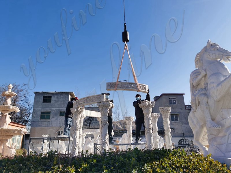 White Marble gazebo - YouFine Sculpture (4)