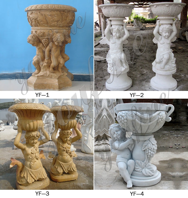 unique design cute large outdoor plants pots with round basin and cherub on stock_副本