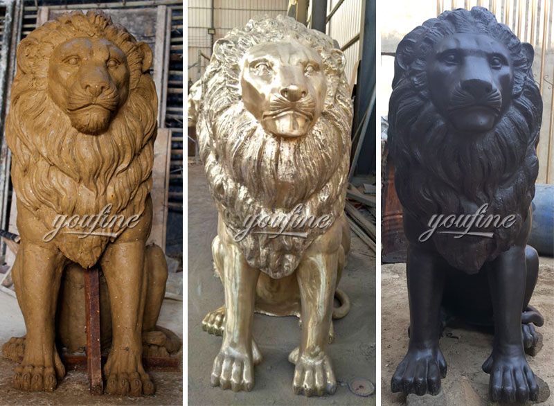 Custom made guardian lion statues outdoor bronze animal statue for sale for front porch and home