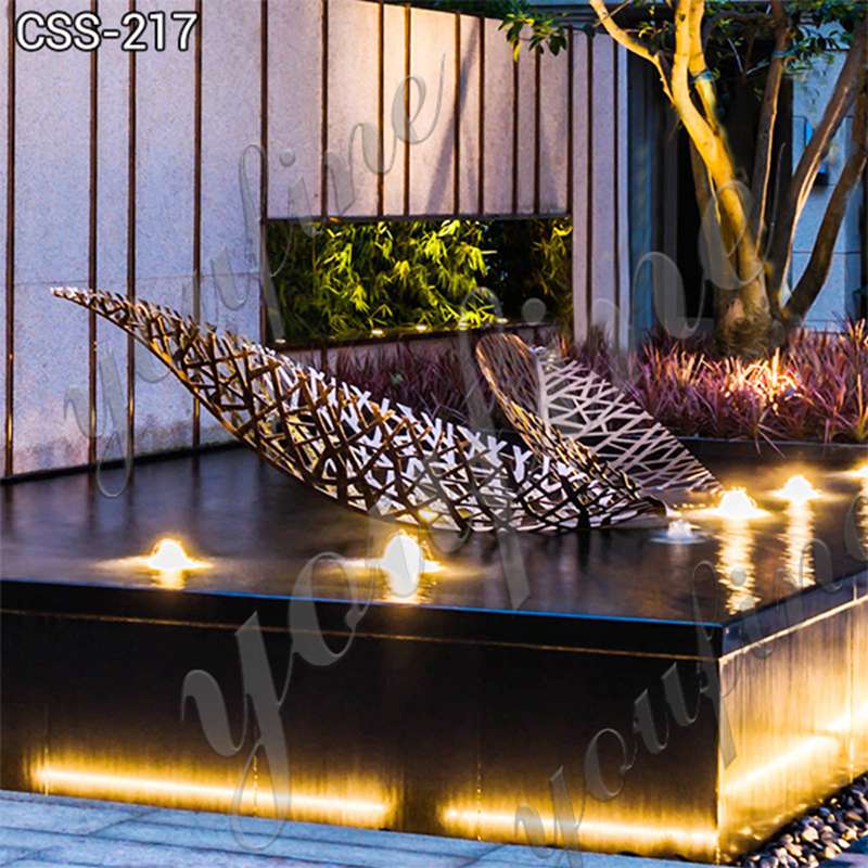  » Modern Metal Leaf Sculpture Garden Water Feature for Sale CSS-217 Featured Image