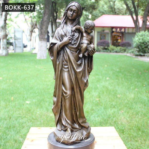 Religious Mother Mary Holding Baby Jesus Bronze Statue for Sale BOKK-637