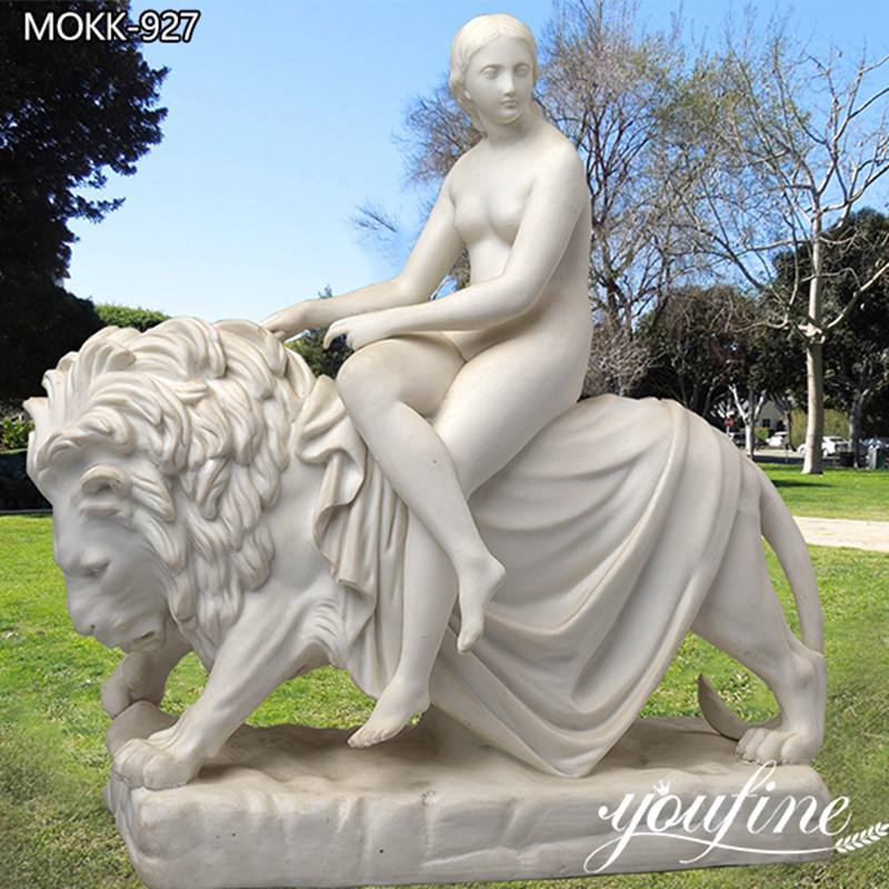 Classical White Marble Una and the Lion Statue for Sale MOKK-927