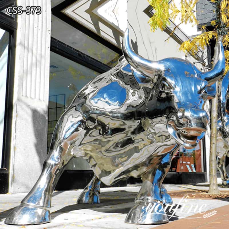 High Polish Metal Bull Statue Outdoor Street Decor for Sale CSS-373