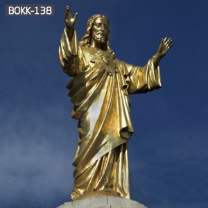  » Factory price Golden Bronze Sacred Heart of Jesus sculpture for Garden or Church Decor BOKK-138