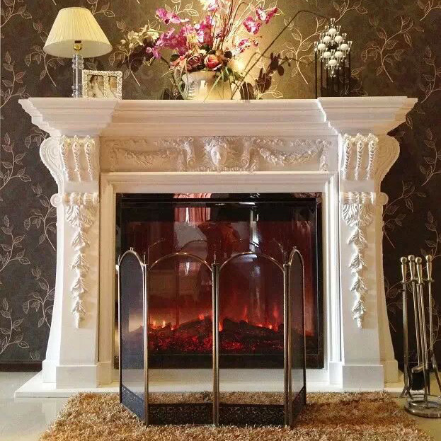  » Hot Sale Customized Fireplace Surround White Marble Fireplace Mantel Featured Image