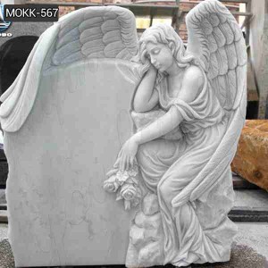  » Hand Carved Natural Stone Memorial Angel Statues Marble for Sale MOKK-567