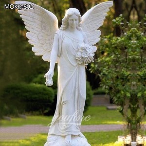 Garden White Marble Angel Statue Beautiful Wings for sale MOKK-802