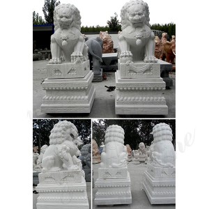  » Chinese Marble Lion Statue for Front Porch for Sale MOKK-120