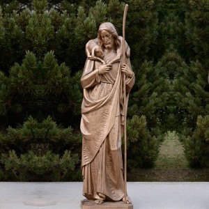  » Outdoor Catholic the Good Shepherd Bronze Statue with Lamb for Sale BOKK-622
