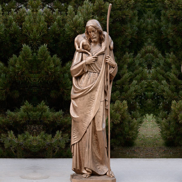 Outdoor Catholic the Good Shepherd Bronze Statue with Lamb for Sale BOKK-622