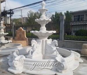  » Outdoor 3-tier outdoor fountain with four horse head sculptures for sale MOKK-84