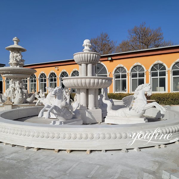 Large Exquisite Marble Fountain with Horse Statue for sale MOKK-809