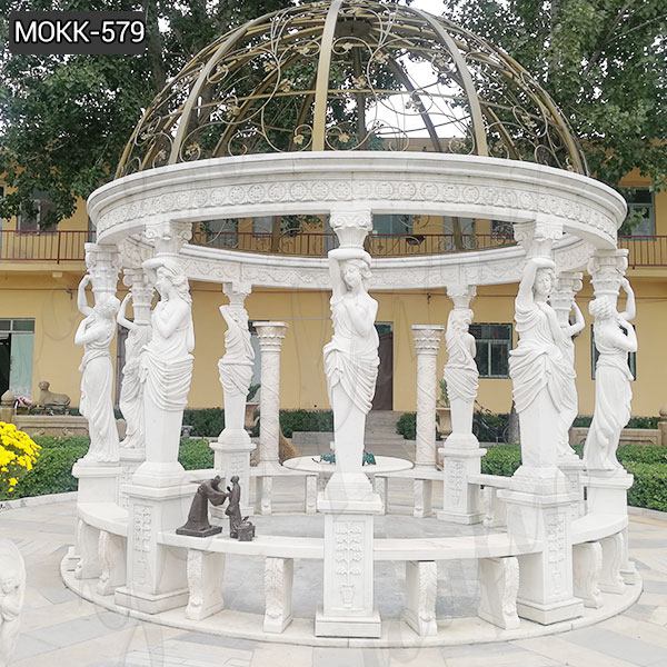 Buy Large Marble Gazebo with Figure Statue for Garden Decor MOKK-579