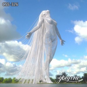  » Modern Stainless Steel Wire Sculpture Woman Washing Hair Pool Decor for Sale