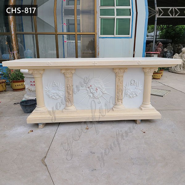  » Catholic Cream Marble Church Altar with Jesus Design for Sale CHS-817 Featured Image