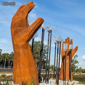 Large Corten Steel Huge Hand Sculpture Artists Decor from Factory Supply CSS-365