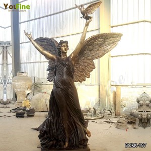 Outdoor Bronze Angel Statue with Peace Dove Design Supplier BOKK-475