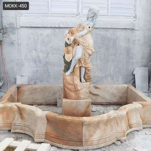 Life Size Sunset Red Marble Water Fountain with Woman Figure Statue for Outdoor Decoration MOKK-450