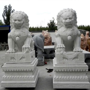  » Chinese Marble Lion Statue for Front Porch for Sale MOKK-120