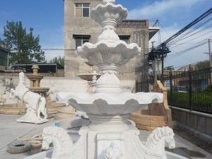  » Outdoor 3-tier outdoor fountain with four horse head sculptures for sale MOKK-84