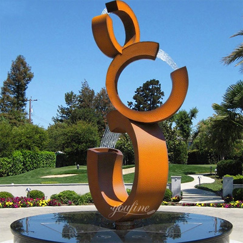 3 C Style Corten Steel Metal Garden Fountain