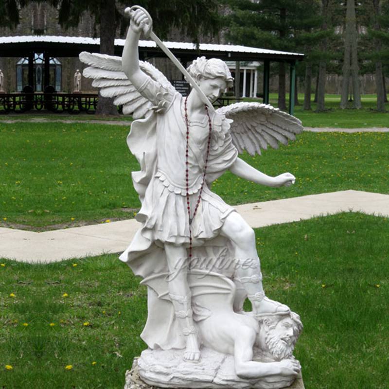 Hand Carved Marble Life Size St.Michael Statue Outdoor Decor for Sale CHS-743