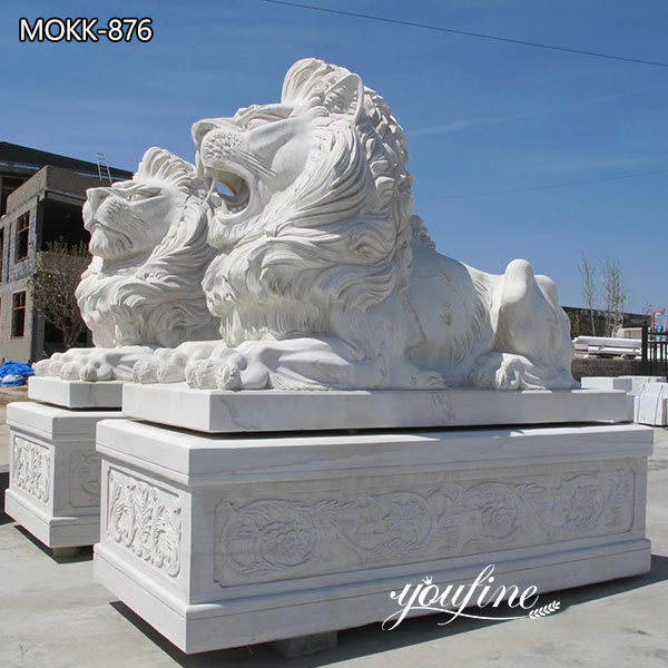  » White Marble Lion Statue for Front Porch for Sale MOKK-876 Featured Image