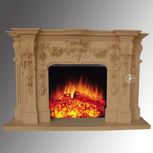  » Decorative Hand Carved Freestanding Beige Marble French Fireplace