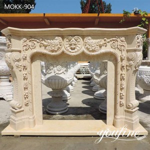 First Class Quality Beige Marble Fireplace Surround Home Decor for Sale MOKK-904