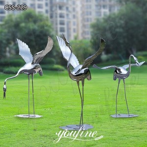 » Garden Decorative Modern Stainless Steel Crane Sculptures Lawn Ornaments for Sale CSS-229