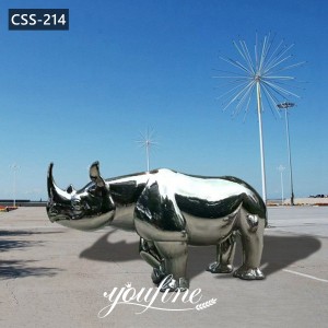 » High Quality Large Stainless Steel Rhino Sculpture Yard Decor for Sale CSS-214
