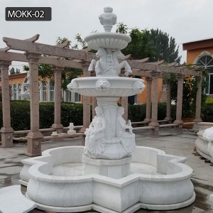 Pure white garden decoration marble outdoor fountain for sale MOKK-02